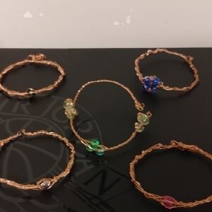 Handmade Elegant Copper Wire Bracelets with Multicolor Beads